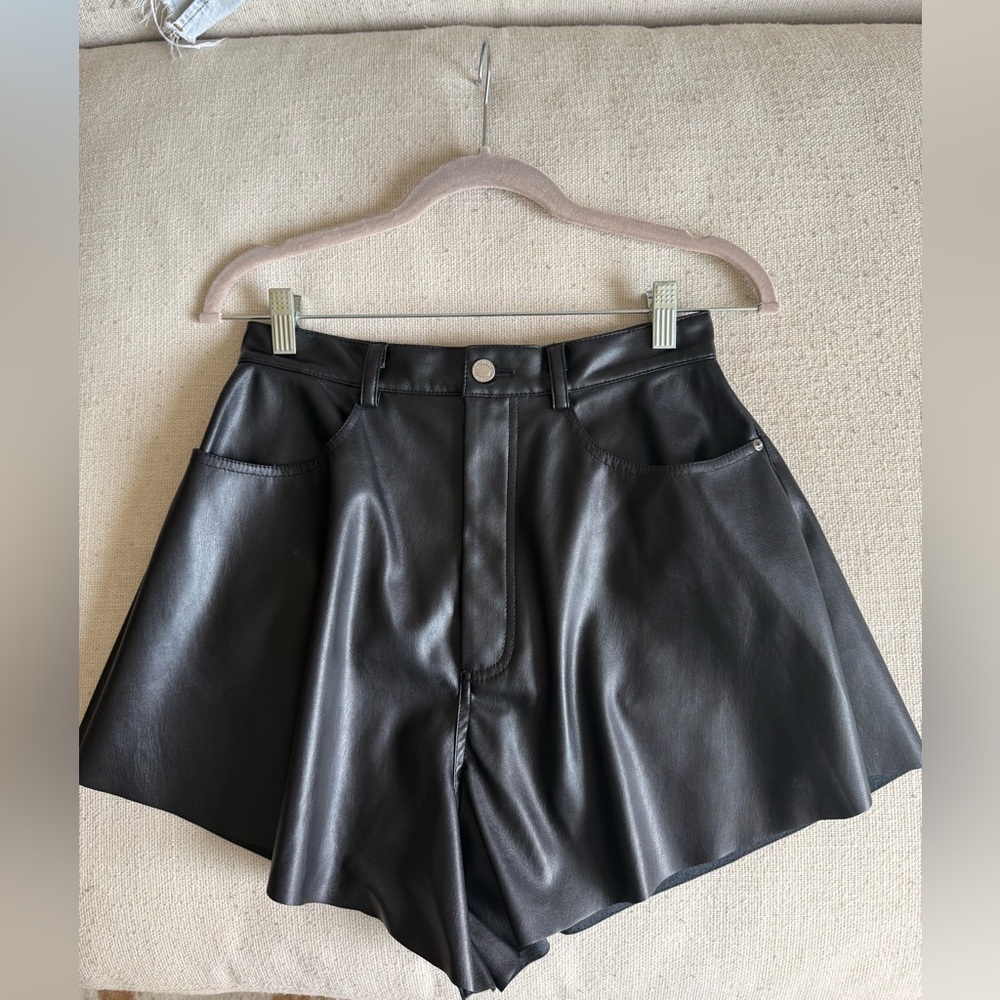 WeWoreWhat Vegan Leather Bell Flare Short